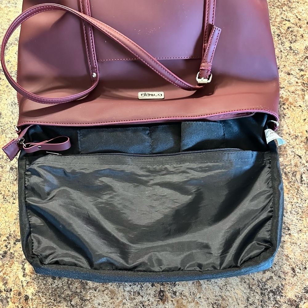 Ivy & Fig Stella Day Bag Tote Burgundy Shoulder Straps No Crossbody Strap - Picture 4 of 13